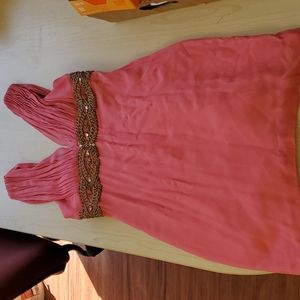 Formal pink silk mini dress
